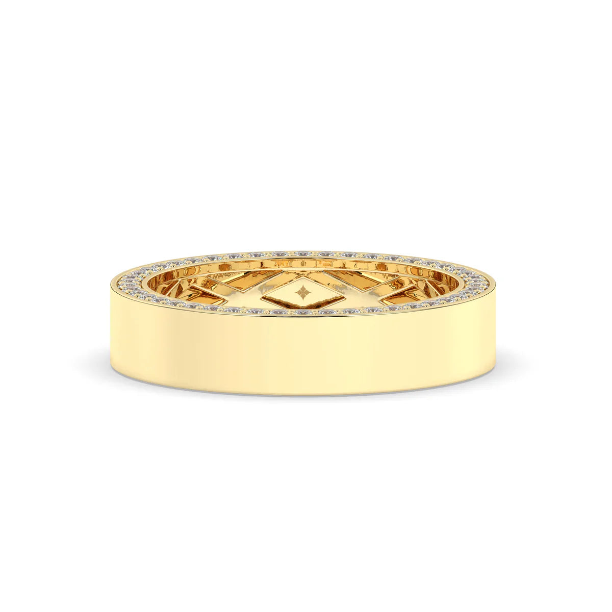 Delicate 0.80 TCW Moissanite Hidden Diamond Men's Wedding Band with Round Cut Stones in Solid Gold 6
