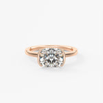 Elongated Cushion East West Half Bezel Lab Grown Diamond Engagement Ring