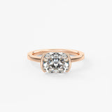 Elongated Cushion East West Half Bezel Lab Grown Diamond Engagement Ring