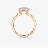 Elongated Cushion East West Half Bezel Lab Grown Diamond Engagement Ring