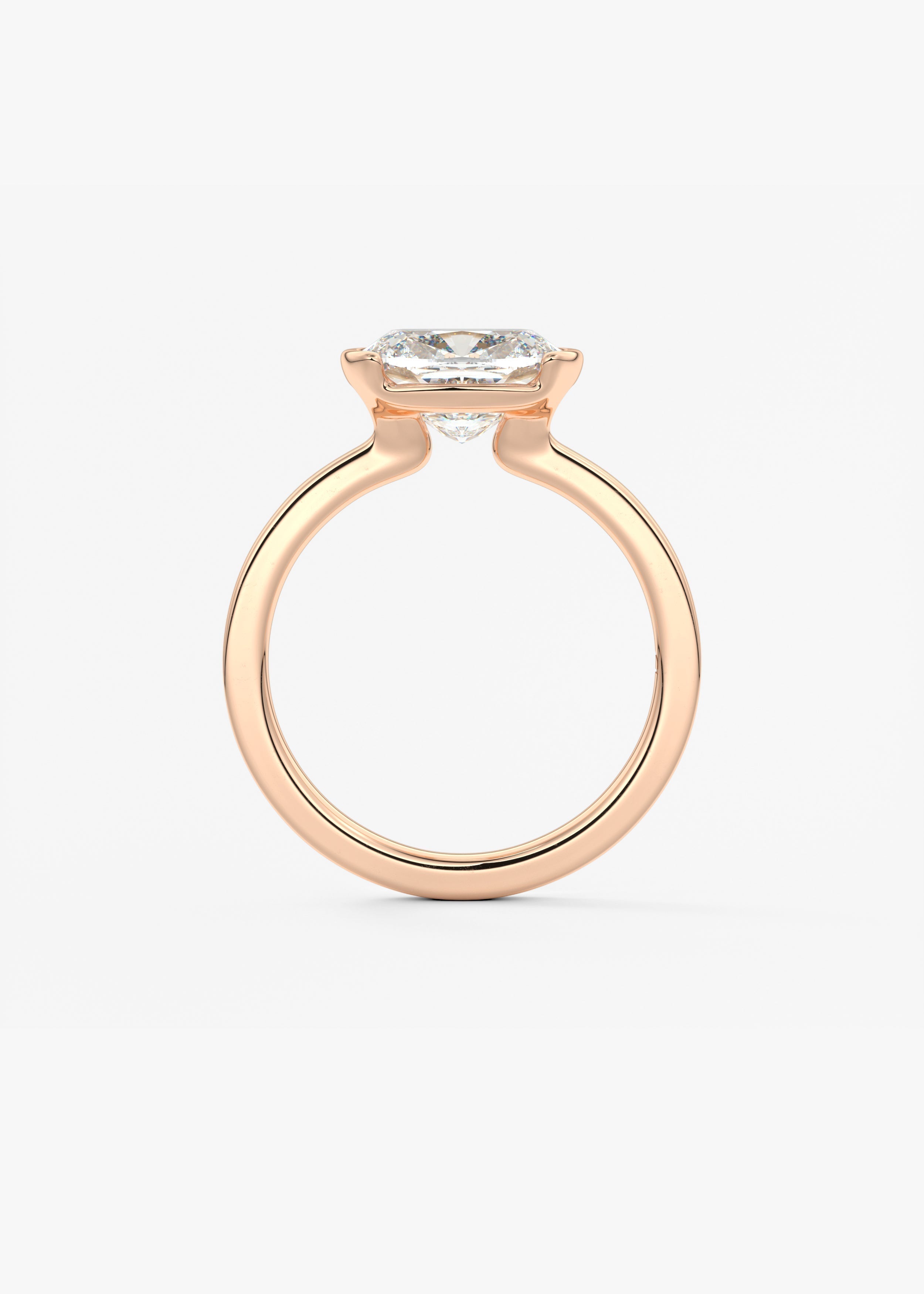 Elongated Cushion East West Half Bezel Lab Grown Diamond Engagement Ring