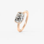 Elongated Cushion East West Half Bezel Lab Grown Diamond Engagement Ring