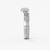 Elongated Cushion East West Half Bezel Lab Grown Diamond Engagement Ring