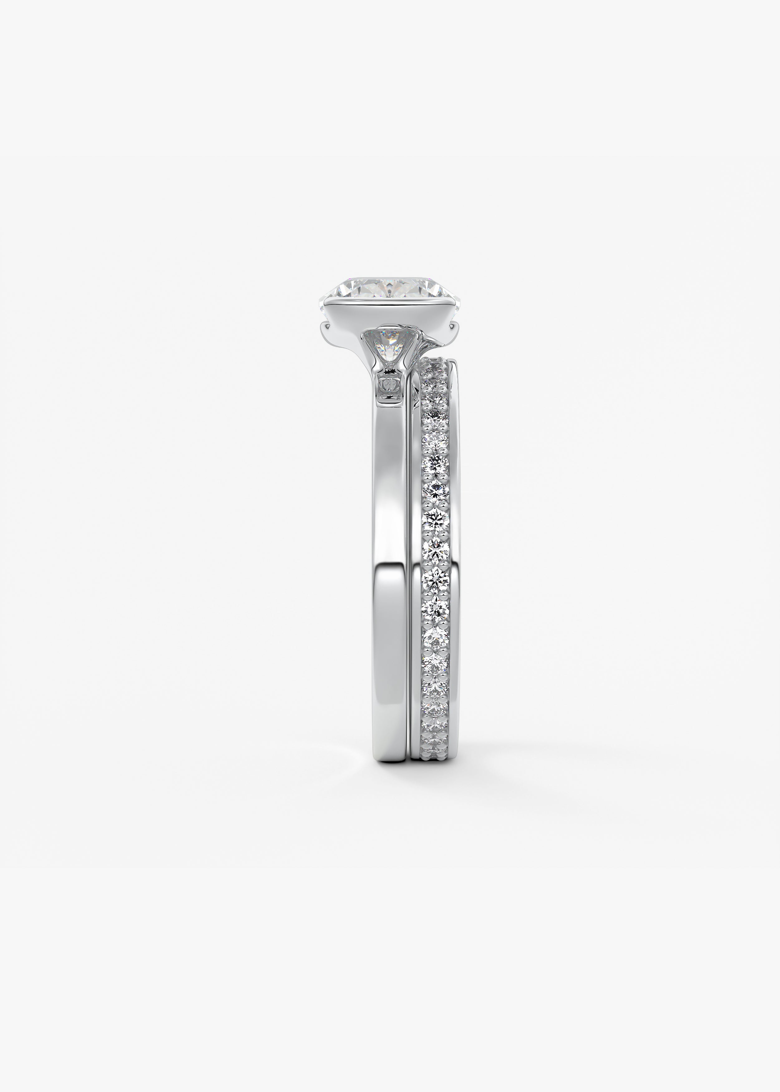 Elongated Cushion East West Half Bezel Lab Grown Diamond Engagement Ring