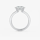 Elongated Cushion East West Half Bezel Lab Grown Diamond Engagement Ring