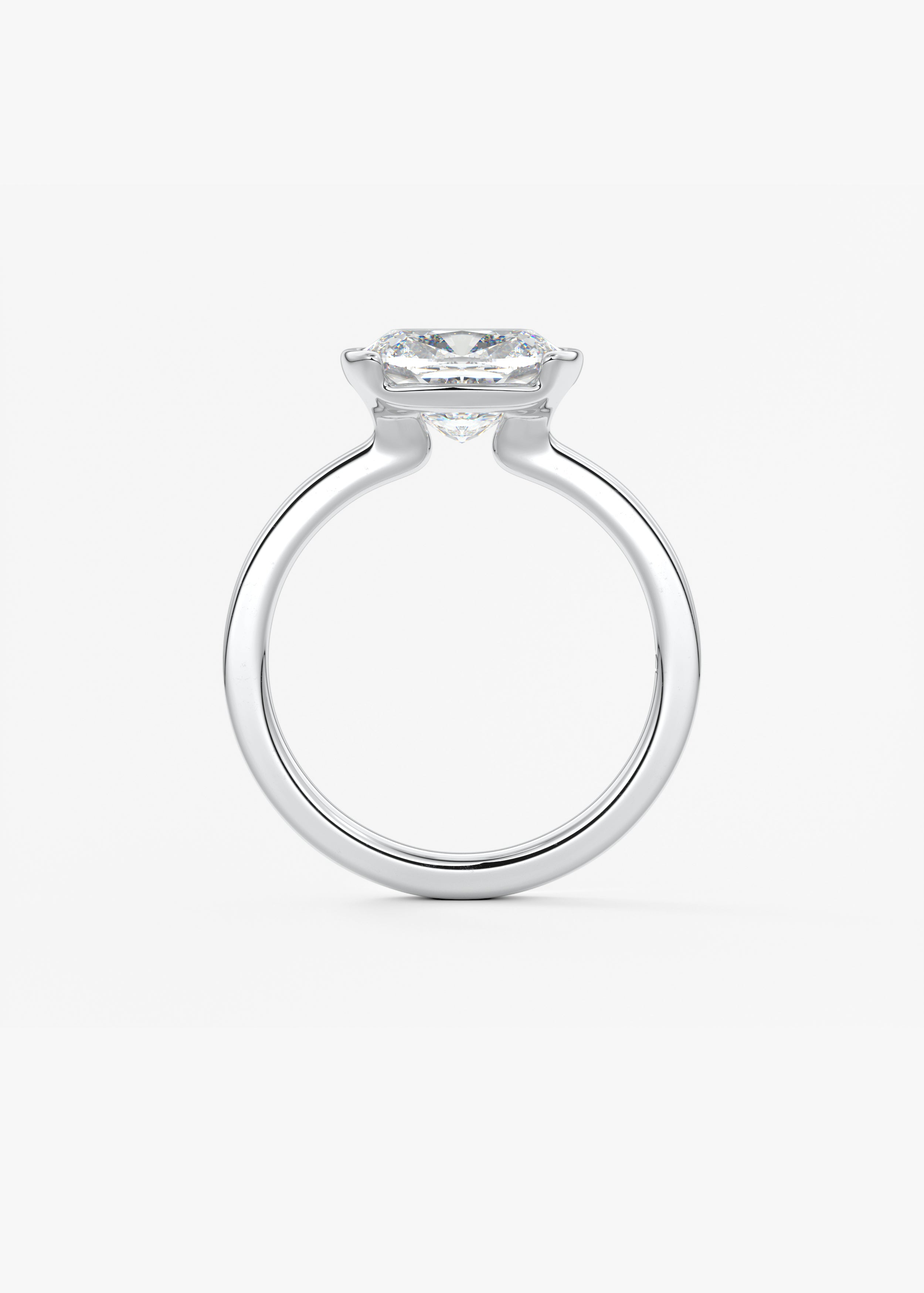 Elongated Cushion East West Half Bezel Lab Grown Diamond Engagement Ring