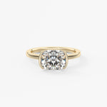 Elongated Cushion East West Half Bezel Lab Grown Diamond Engagement Ring