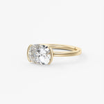 Elongated Cushion East West Half Bezel Lab Grown Diamond Engagement Ring