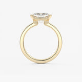 Elongated Cushion East West Half Bezel Lab Grown Diamond Engagement Ring