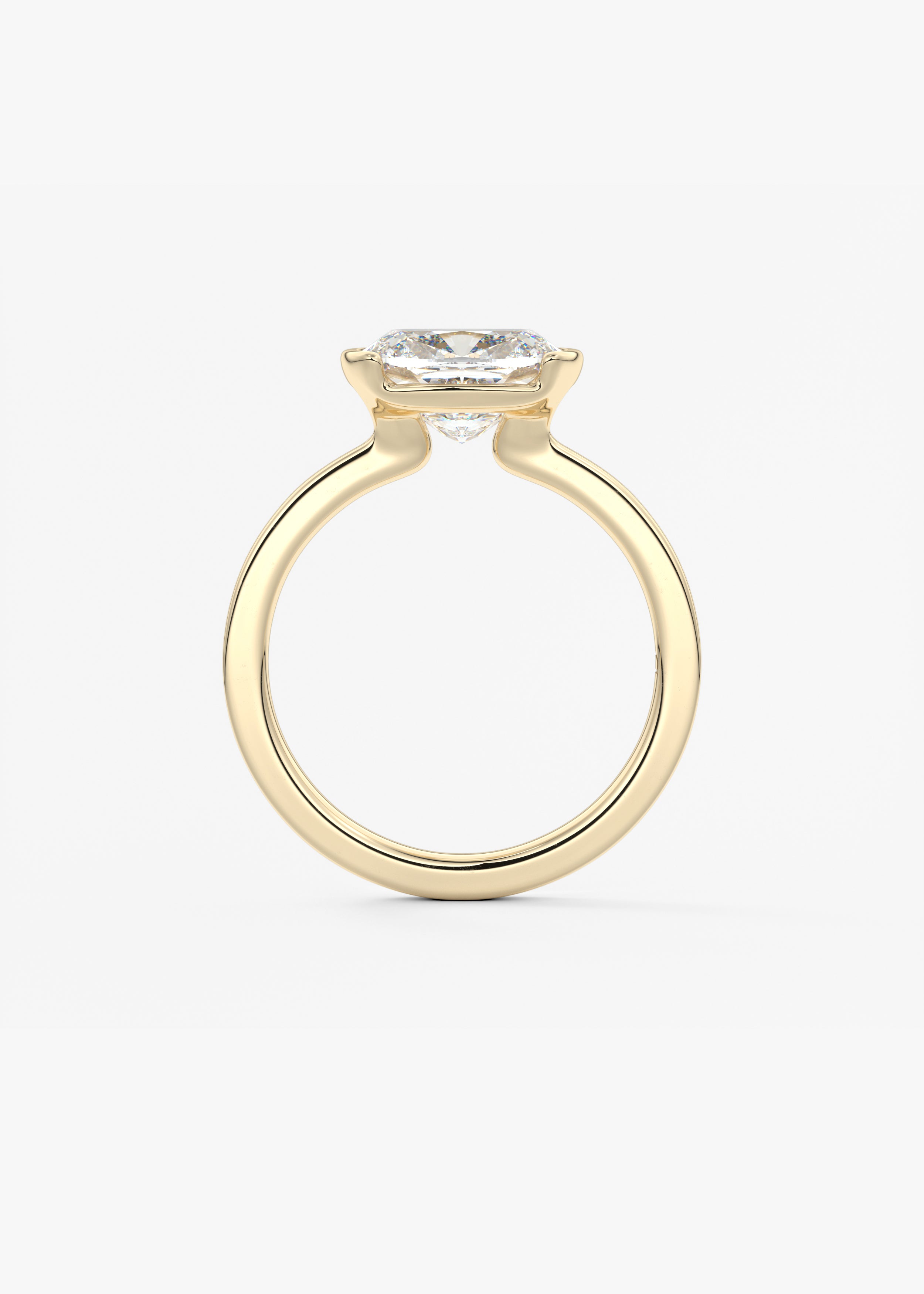 Elongated Cushion East West Half Bezel Lab Grown Diamond Engagement Ring