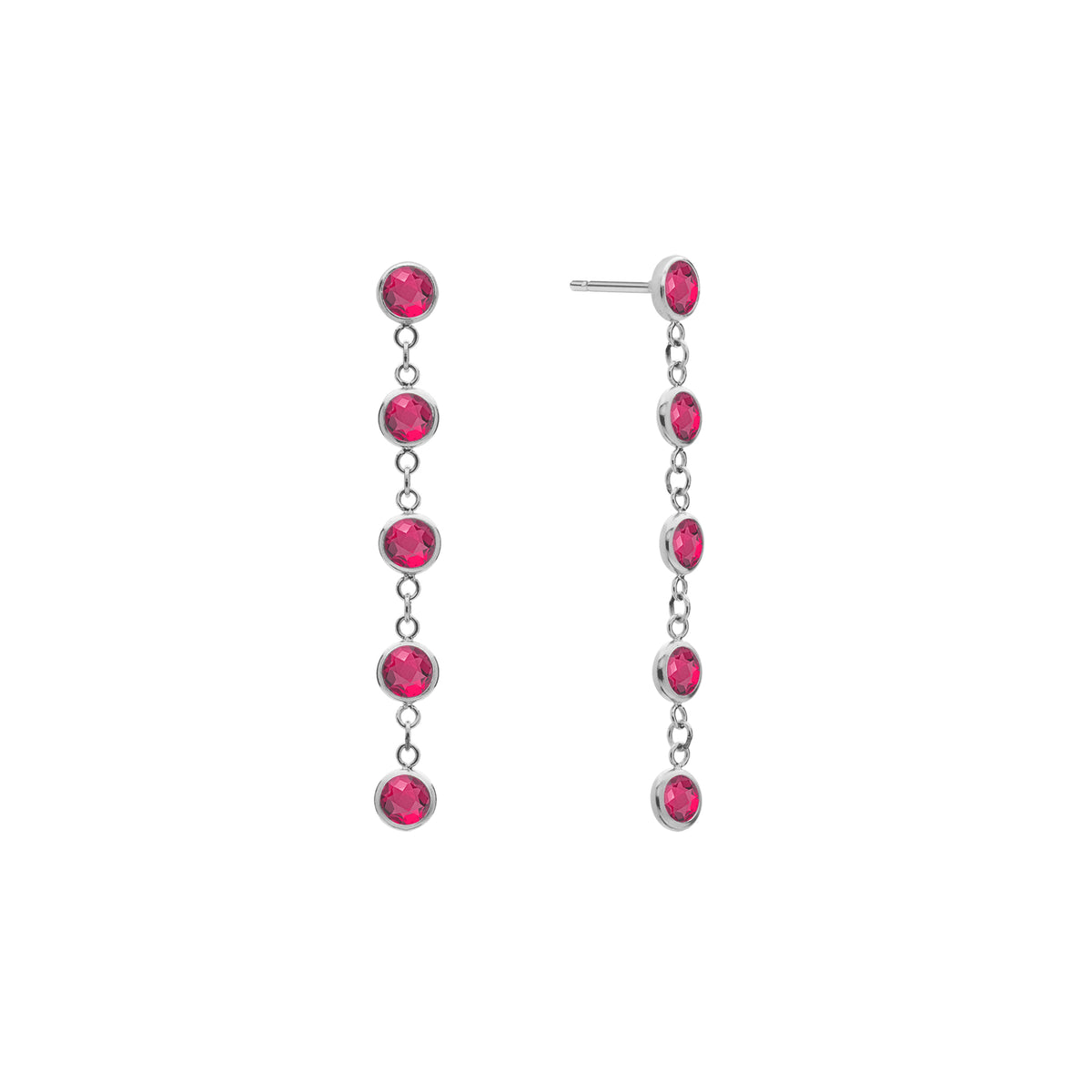 1.0 TCW Round Ruby Lab Made Diamond- July Birthstone Drop Earrrings 5