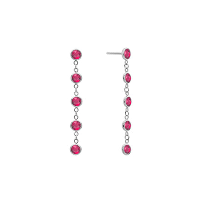 1.0 TCW Round Ruby Lab Made Diamond- July Birthstone Drop Earrrings 5