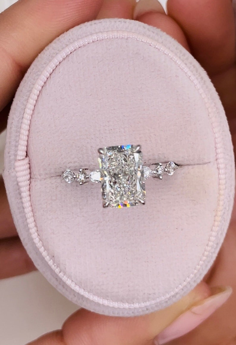 Classic 2.50 CT Radiant Moissanite Engagement Ring with Pave Design 6