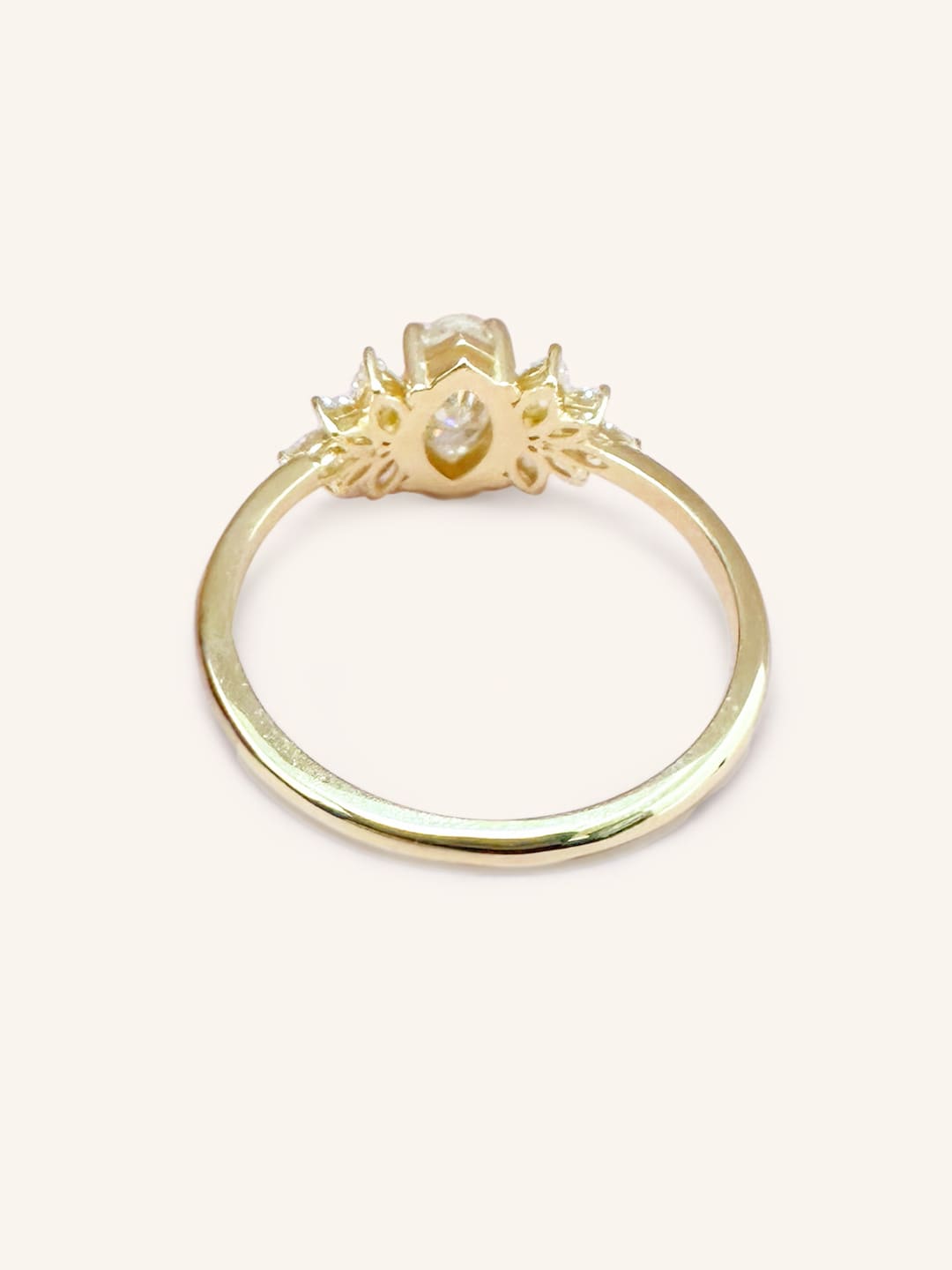 Stunning 1 CT Marquise Moissanite Engagement Ring With Cluster Design 3