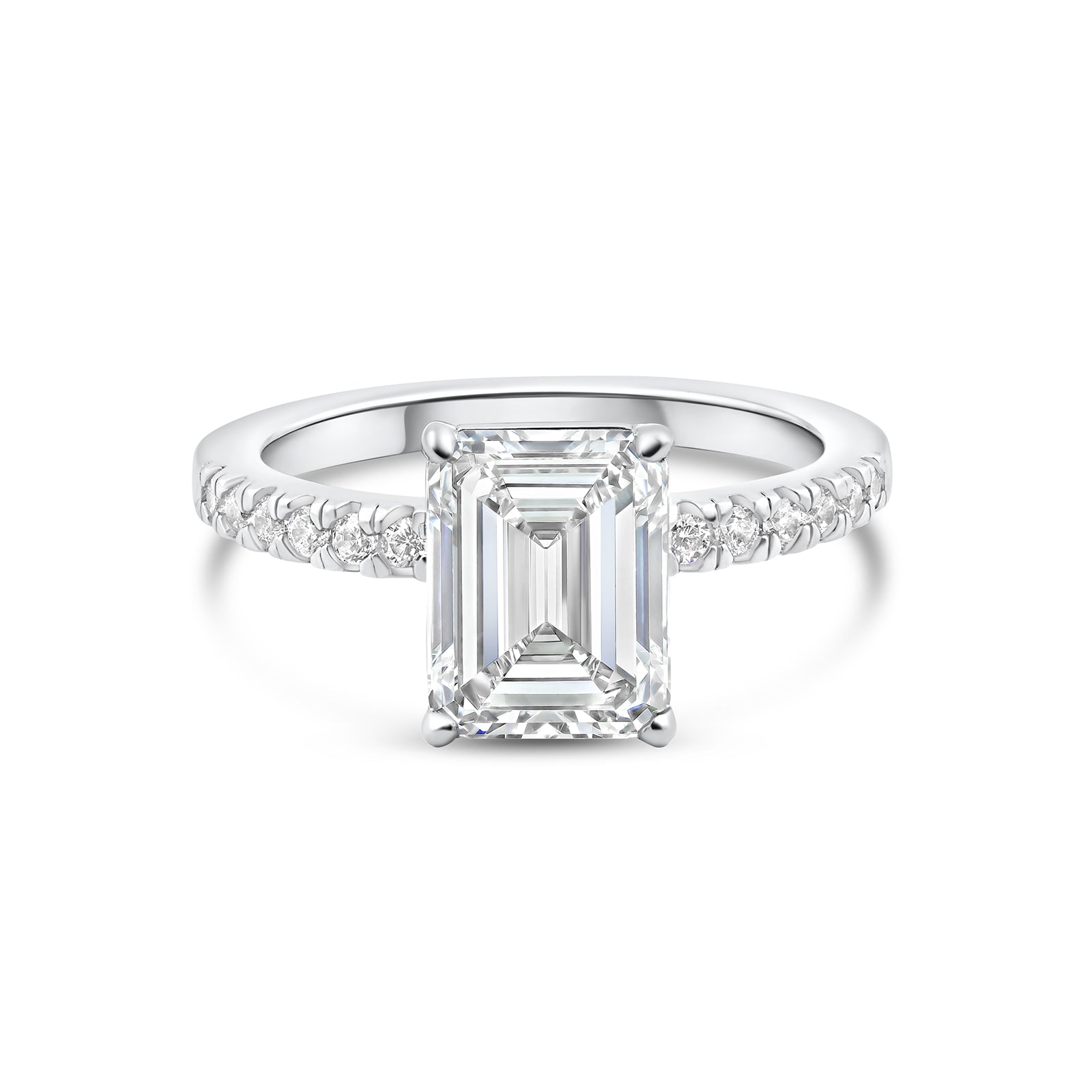 Stunning 3.0 CT Emerald Moissanite Engagement Ring Semi Pave Design 1