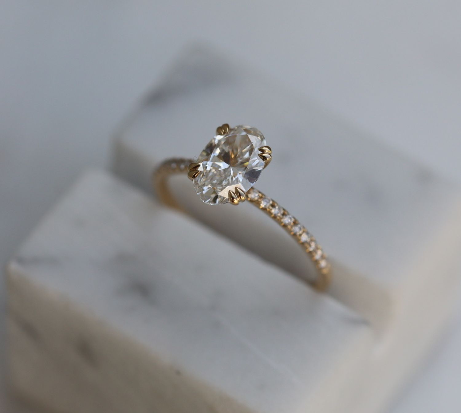 1.21 CT Oval Cut Pave CVD E/VS1 Diamond Engagement Ring 7