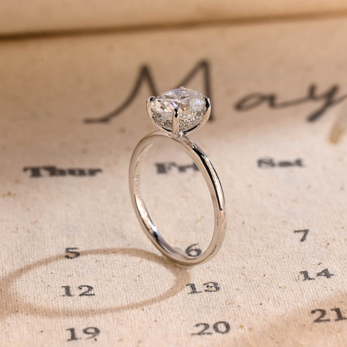 Stunning 3.0 CT Oval Moissanite Engagement Ring with Hidden Halo Design 7