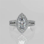 Stunning 1.05 CT Marquise Moissanite Engagement Ring with Halo & Split Shank Design 4