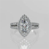 Stunning 1.05 CT Marquise Moissanite Engagement Ring with Halo & Split Shank Design 4