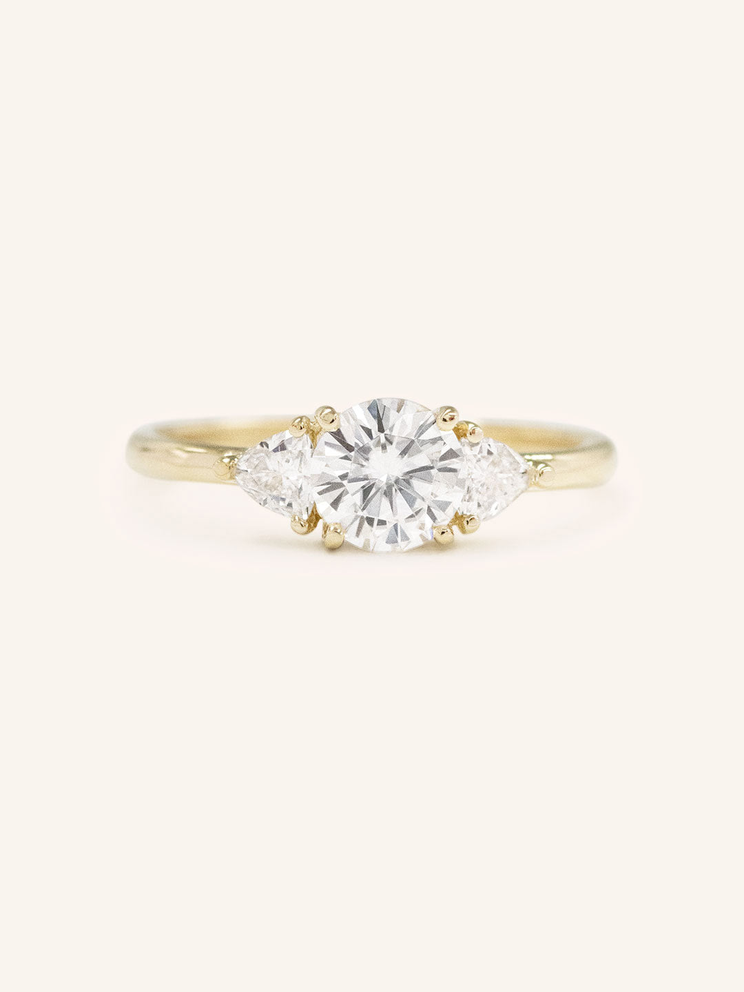 Stunning 1 CT Round Moissanite Engagement Ring With Three Stone Design 1