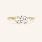 Stunning 1 CT Round Moissanite Engagement Ring With Three Stone Design 1