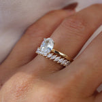 Stunning 0.4 TCW Marquise Moissanite Stones with Half Eternity Wedding Band 6