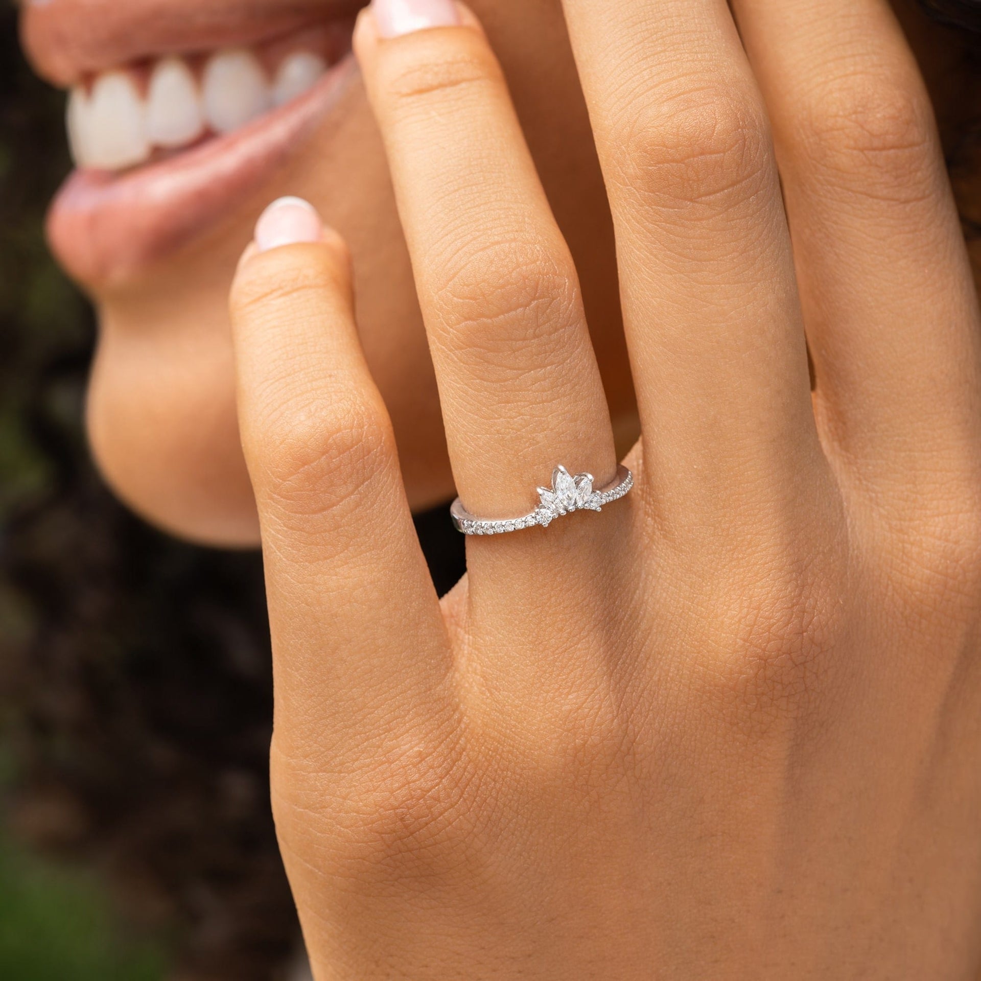 Stunning 0.3  TCW Round and Marquise Moissanite Stones Full Eternity Wedding Band 6