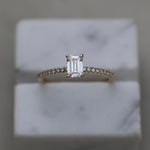 0.50 CT Emerald Cut Pave CVD E/VVS1 Diamond Engagement Ring 1