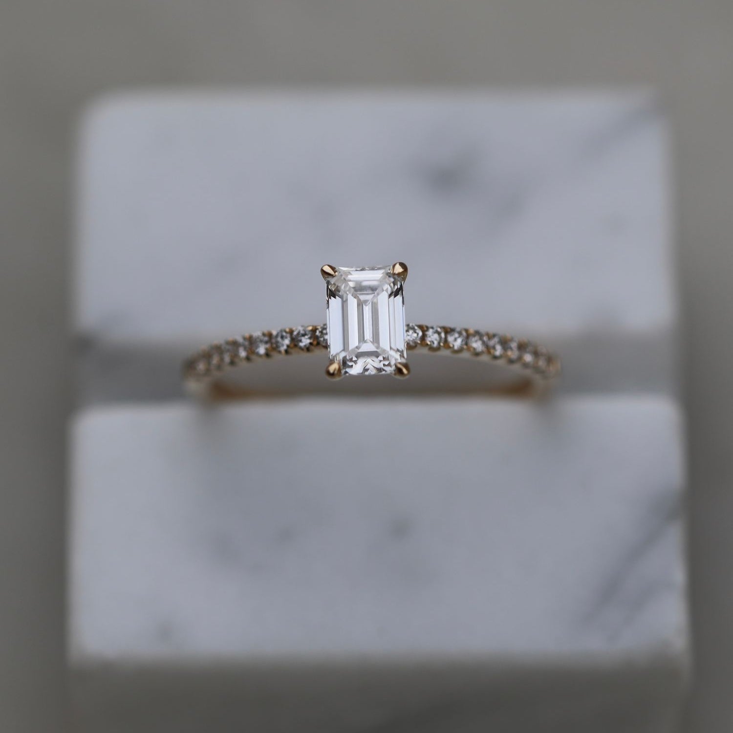 0.50 CT Emerald Cut Pave CVD E/VVS1 Diamond Engagement Ring 1