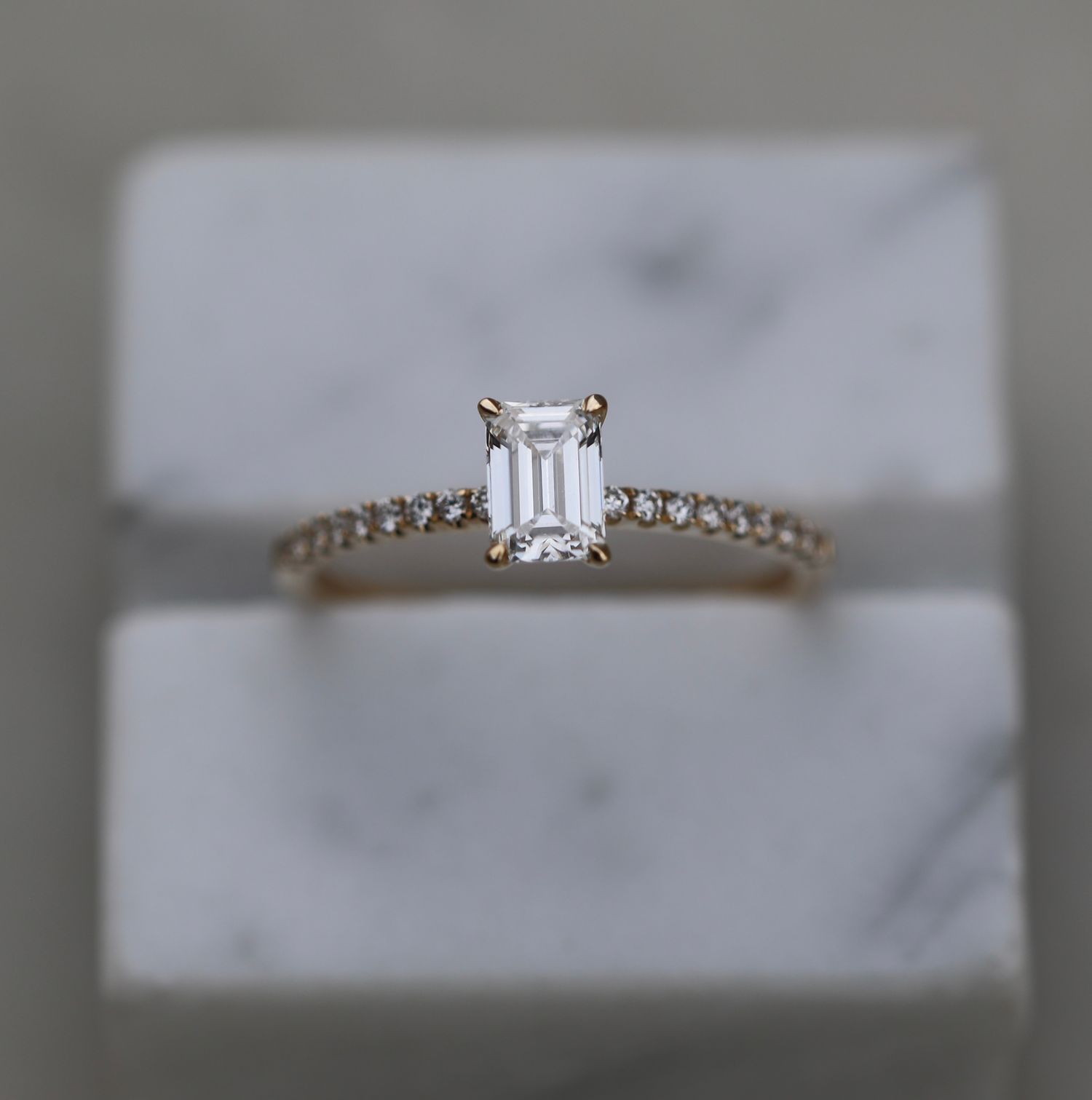 0.50 CT Emerald Cut Pave CVD E/VVS1 Diamond Engagement Ring 1