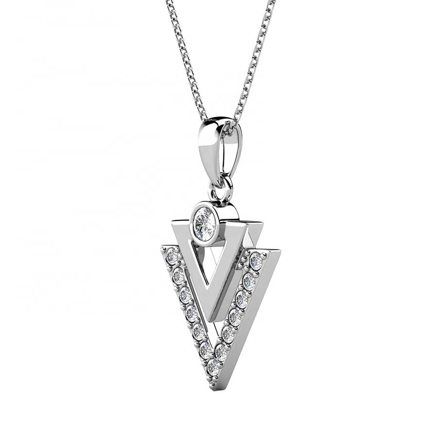 Round Cut Cubic Zirconia in 925 Sterling Silver Necklace 2