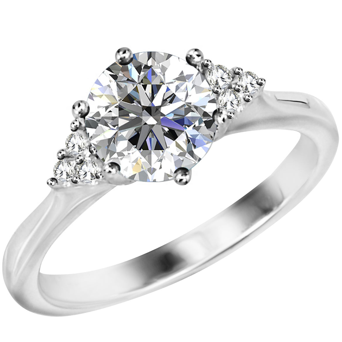 Round Cut Cluster Style Cubic Zirconia in 925 Sterling Silver Ring 2