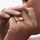 Stunning 1 CT Pears Moissanite Engagement Ring with Two Stone Design