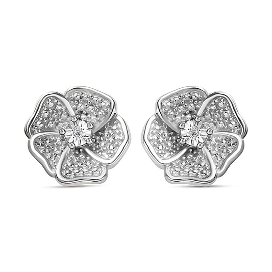 Round Cut Cubic Zirconia in 925 Sterling Silver Earrings 1