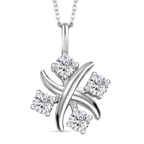 Round Cut Cubic Zirconia in 925 Sterling Silver Necklace