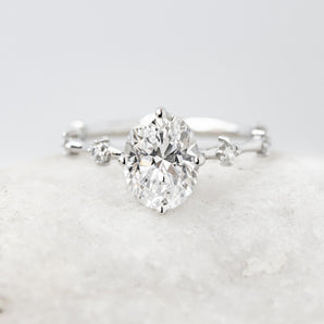 Stunning 1.50 CT Oval Moissanite Engagement Ring with Dainty Pave Design