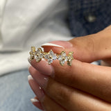 Stunning 1.0 CT Round Moissanite Stones Cluster Style Wedding Bands 3