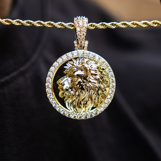 1 CT Round Moissanite Lion Coin Silver Pendant for Him 2