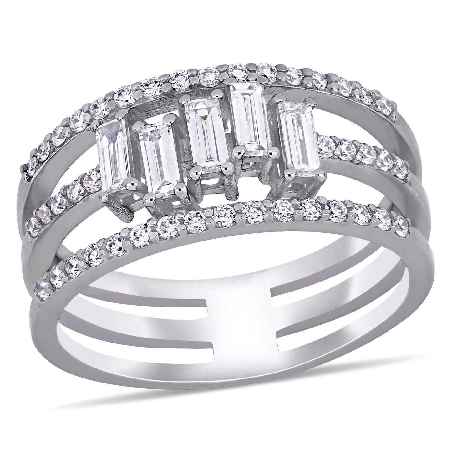 Round Cut Cubic Zirconia in 925 Sterling Silver Wedding Bands 1