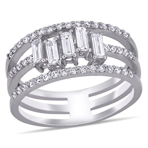 Round Cut Cubic Zirconia in 925 Sterling Silver Wedding Bands