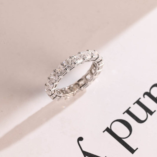 Stunning 0.5 TCW Asscher Moissanite Stones Full Eternity Wedding Band 1