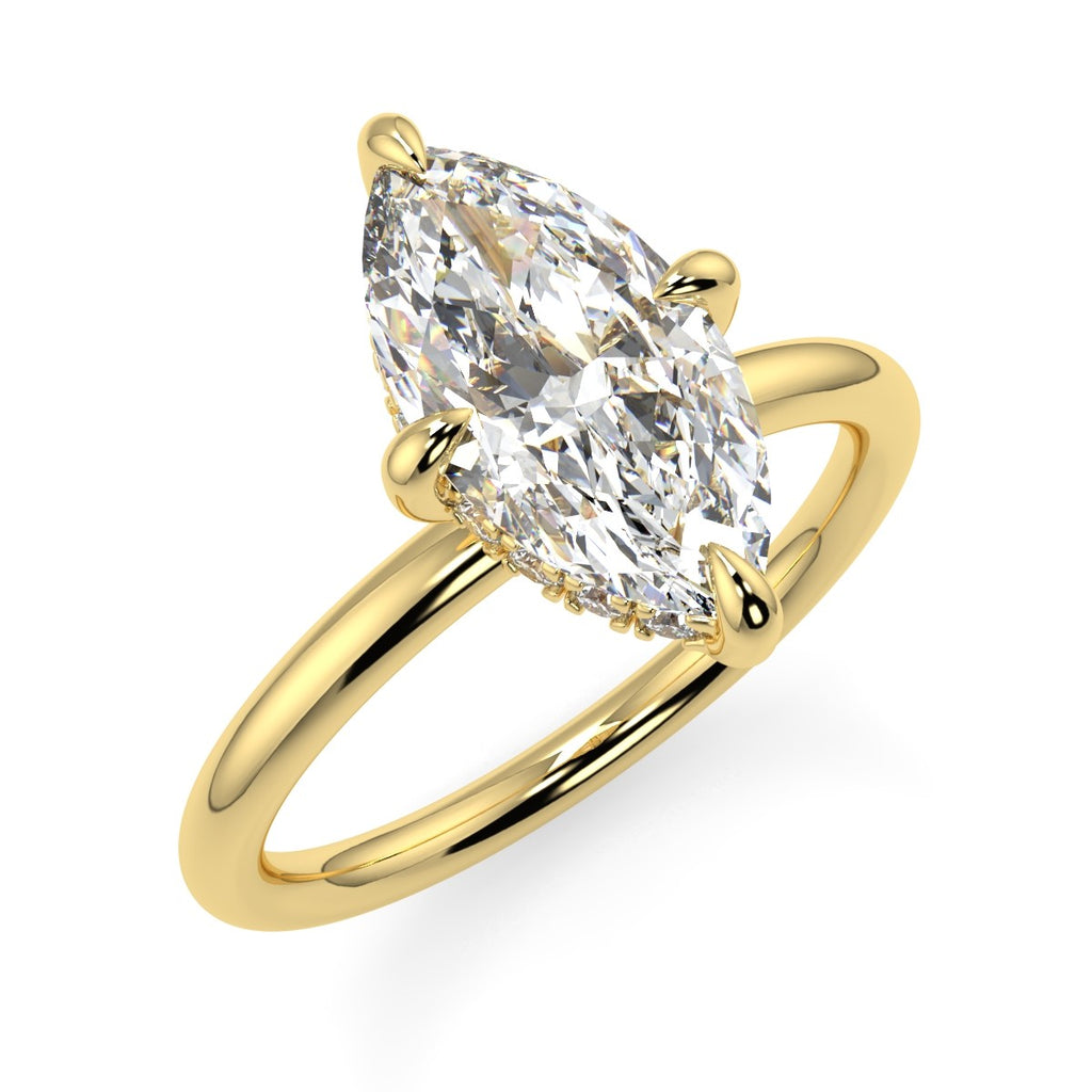 Stunning 1.05 CT Marquise Moissanite Engagement Ring with Hidden Halo Design 1