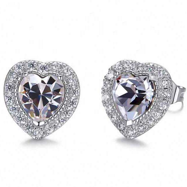 Round Cut Cubic Zirconia in 925 Sterling Silver Earrings 1