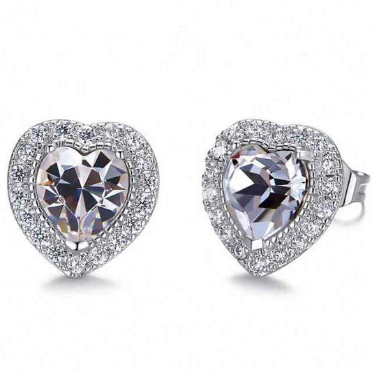 Round Cut Cubic Zirconia in 925 Sterling Silver Earrings 1