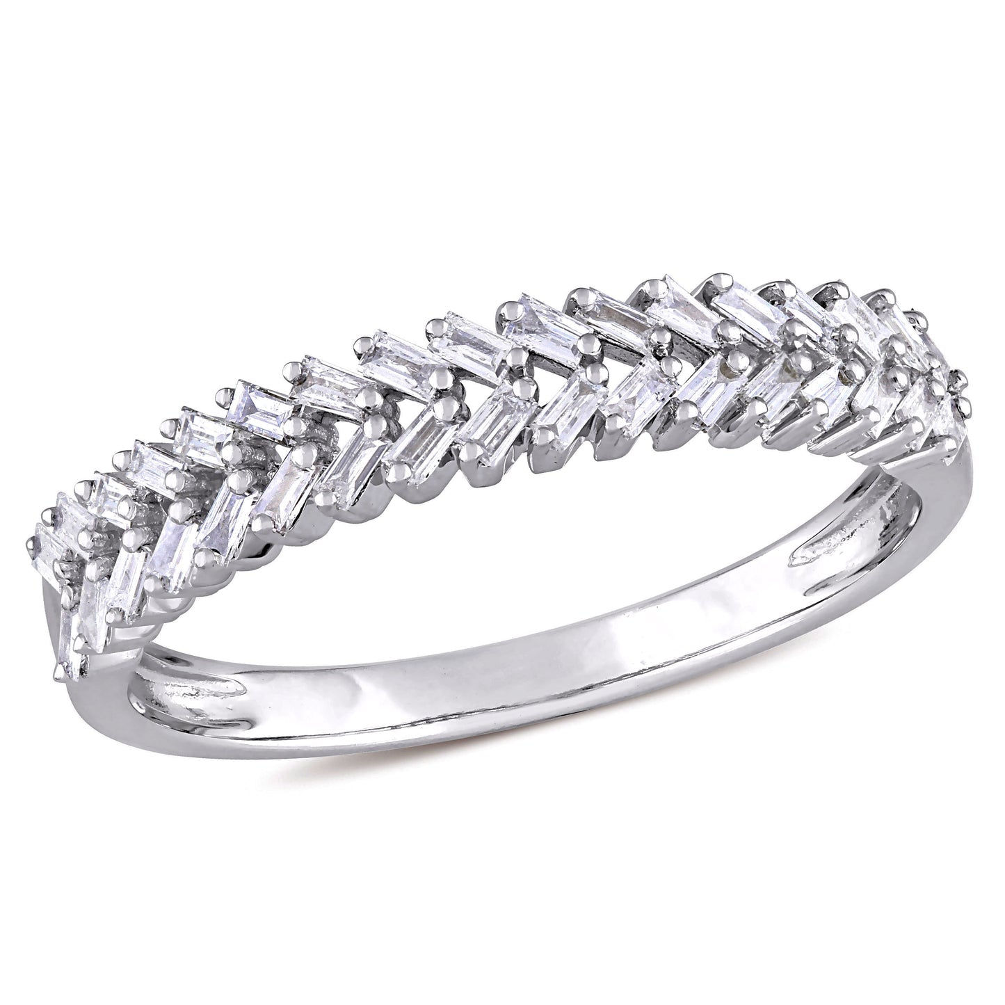 Round Cut Cubic Zirconia in 925 Sterling Silver Wedding Bands 12