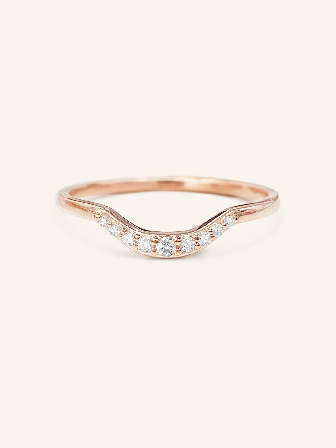 Stunning 0.2 TCW Round Moissanite Stones Curved Wedding Bands 4