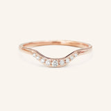 Stunning 0.2 TCW Round Moissanite Stones Curved Wedding Bands 4