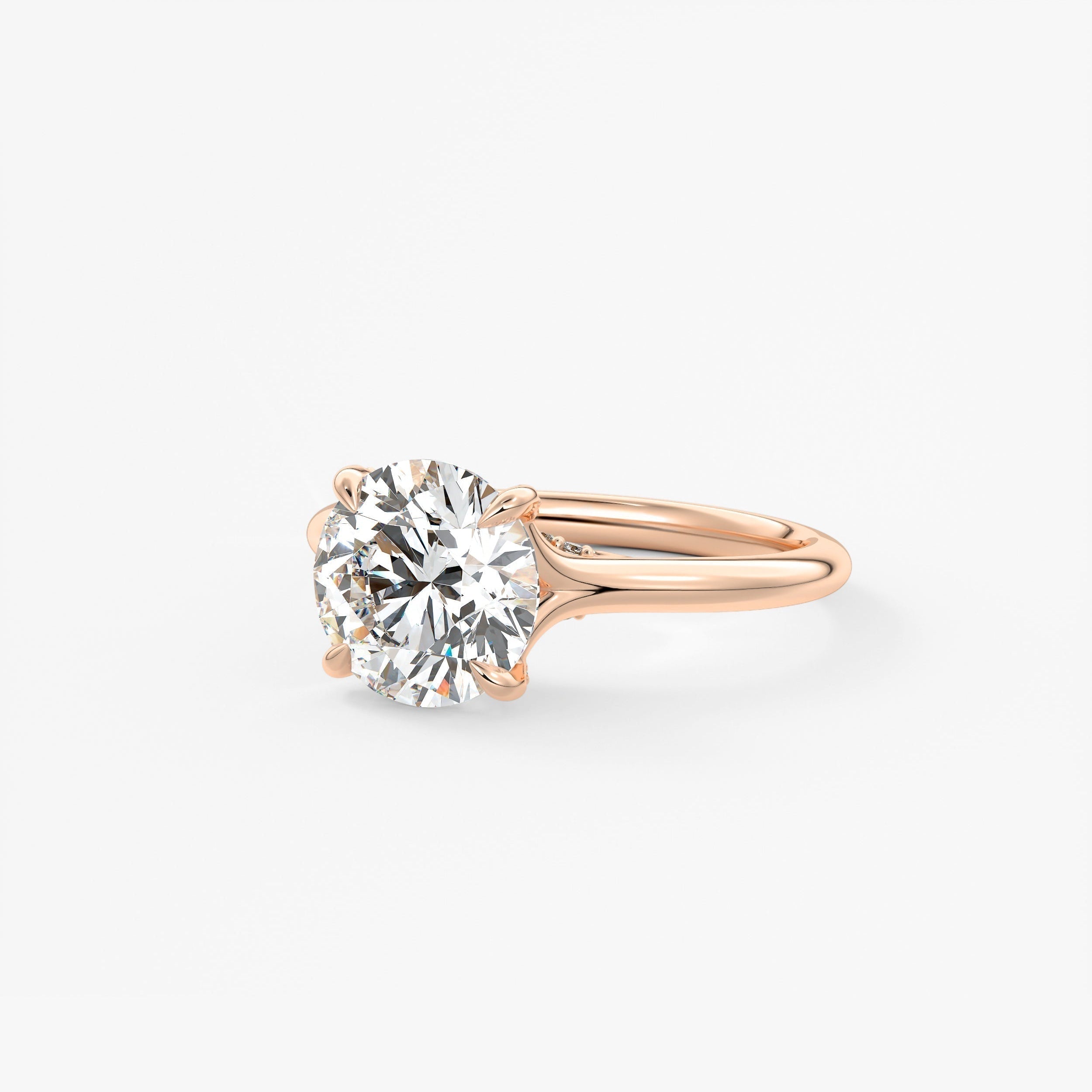 Round Hidden Halo Lab Grown Diamond Engagement Ring