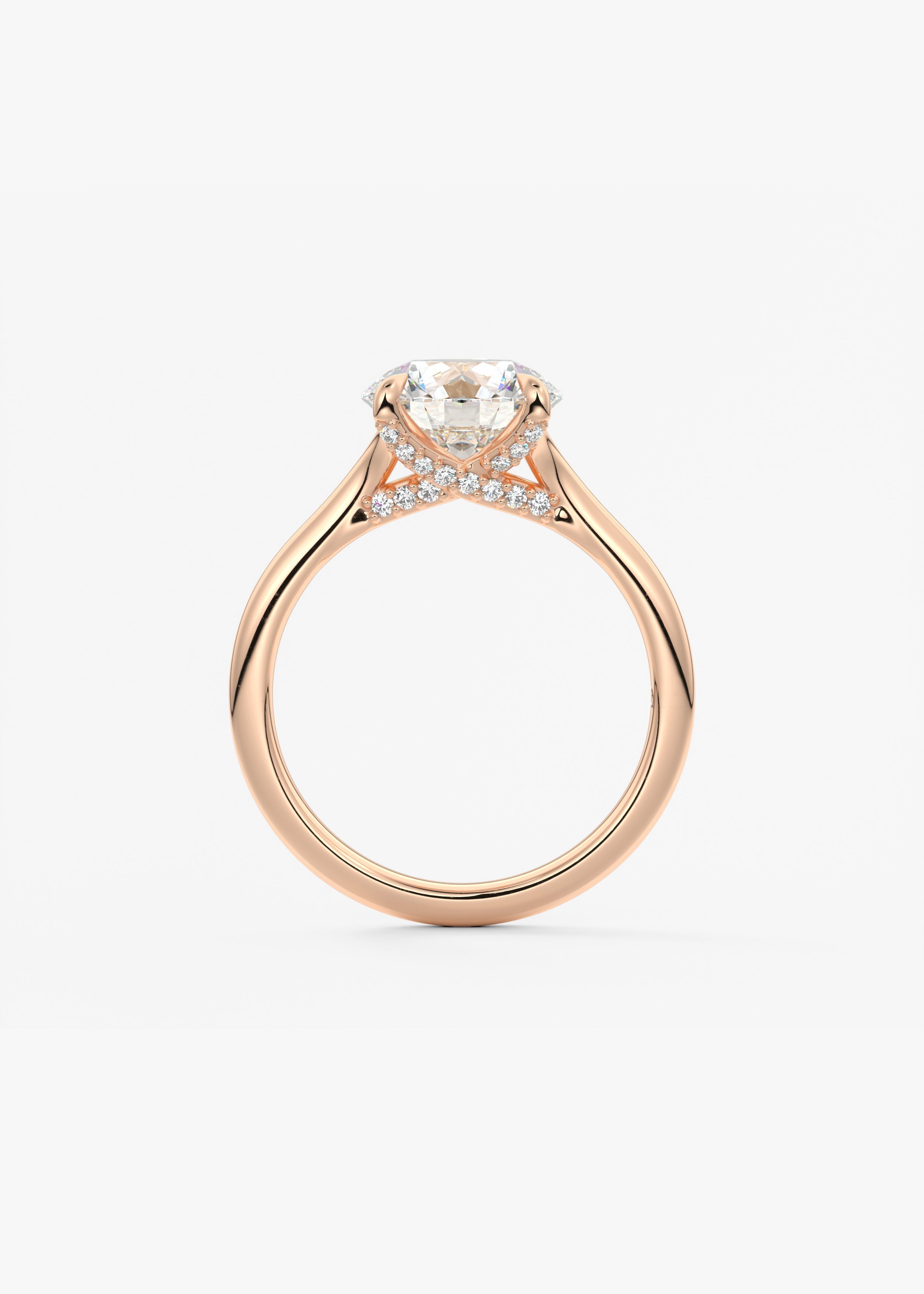 Round Hidden Halo Lab Grown Diamond Engagement Ring