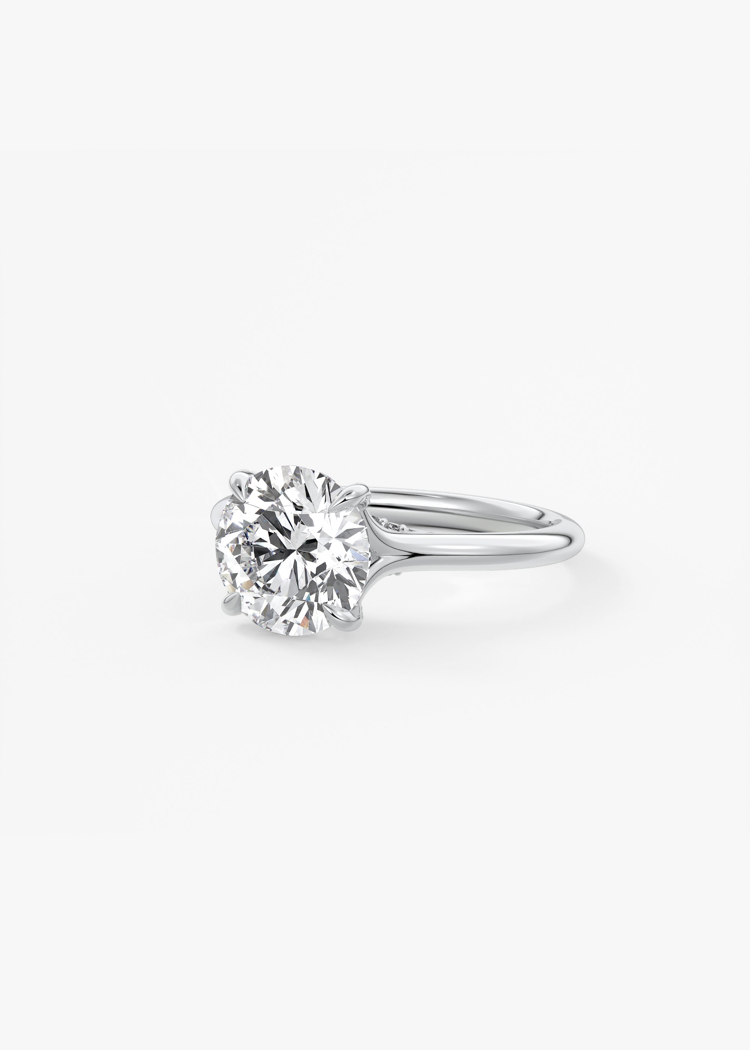 Round Hidden Halo Lab Grown Diamond Engagement Ring
